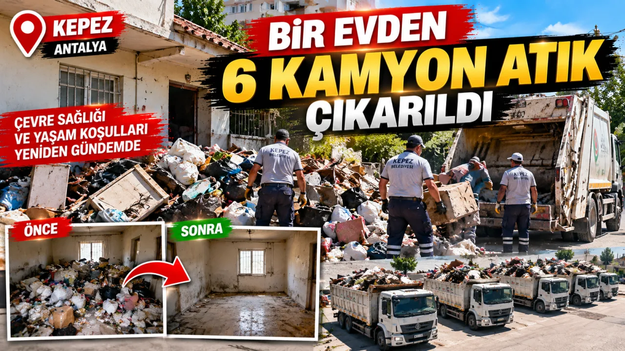 Kepez’de Bir Evden 6 Kamyon Atık Çıkarıldı: Çevre Sağlığı Yeniden Gündemde
