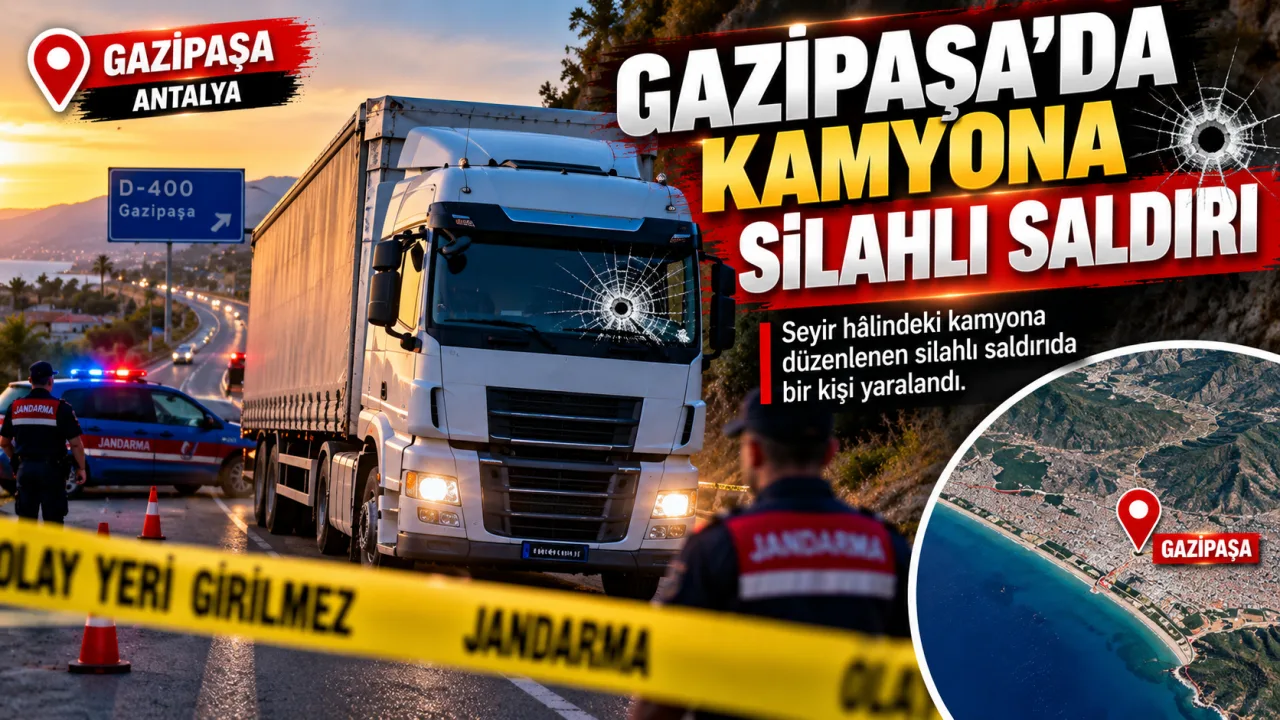 Gazipaşa’da Seyir Halindeki Kamyona Silahlı Saldırı: Sürücü Yaralandı